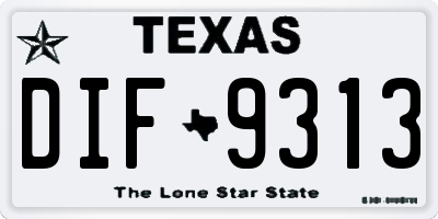 TX license plate DIF9313