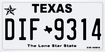TX license plate DIF9314