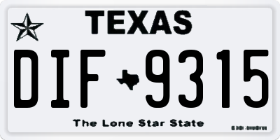 TX license plate DIF9315