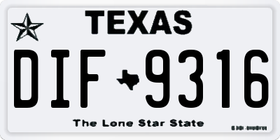 TX license plate DIF9316