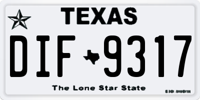 TX license plate DIF9317