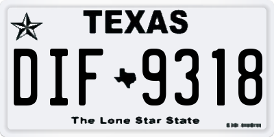 TX license plate DIF9318