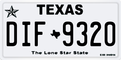 TX license plate DIF9320