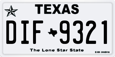 TX license plate DIF9321