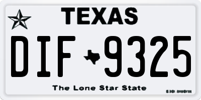TX license plate DIF9325