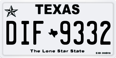 TX license plate DIF9332