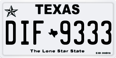 TX license plate DIF9333