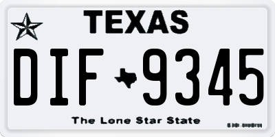TX license plate DIF9345