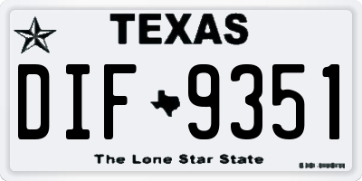 TX license plate DIF9351