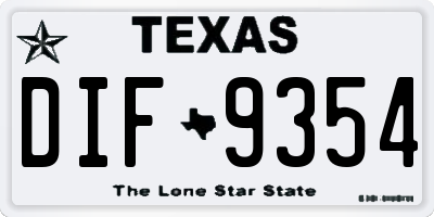 TX license plate DIF9354