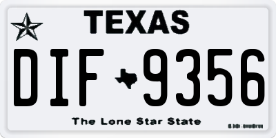 TX license plate DIF9356
