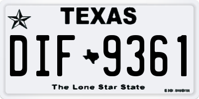TX license plate DIF9361