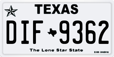 TX license plate DIF9362