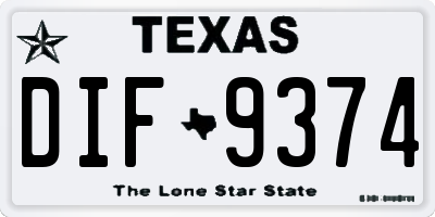 TX license plate DIF9374