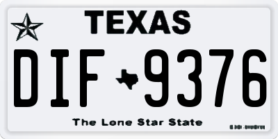 TX license plate DIF9376