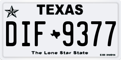 TX license plate DIF9377