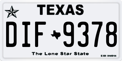 TX license plate DIF9378