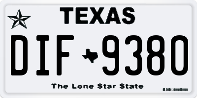 TX license plate DIF9380