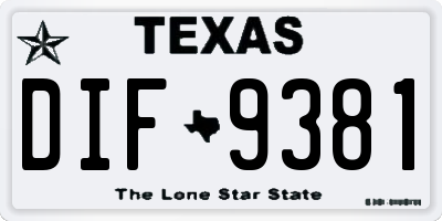 TX license plate DIF9381