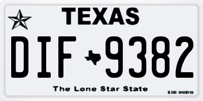 TX license plate DIF9382
