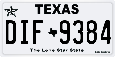TX license plate DIF9384