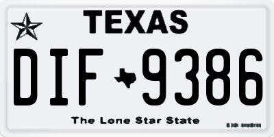 TX license plate DIF9386