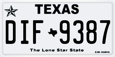 TX license plate DIF9387