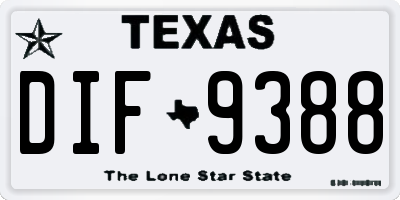 TX license plate DIF9388