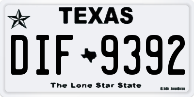 TX license plate DIF9392