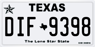 TX license plate DIF9398