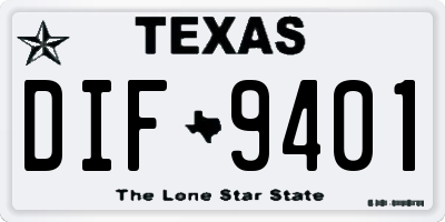 TX license plate DIF9401