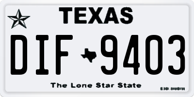 TX license plate DIF9403