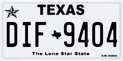 TX license plate DIF9404