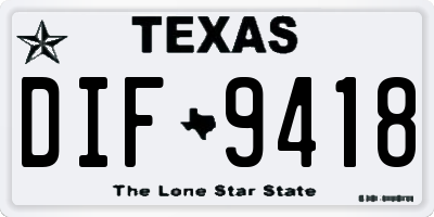TX license plate DIF9418