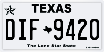 TX license plate DIF9420