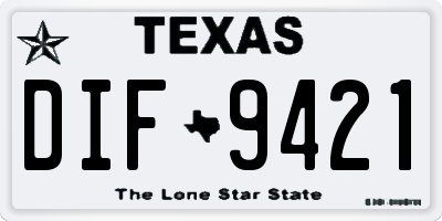 TX license plate DIF9421