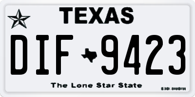TX license plate DIF9423