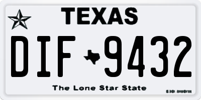 TX license plate DIF9432