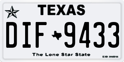 TX license plate DIF9433
