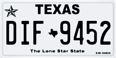 TX license plate DIF9452
