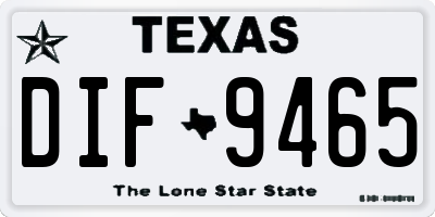TX license plate DIF9465