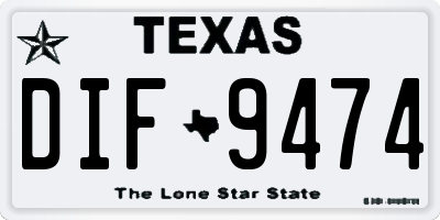 TX license plate DIF9474