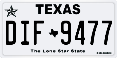 TX license plate DIF9477