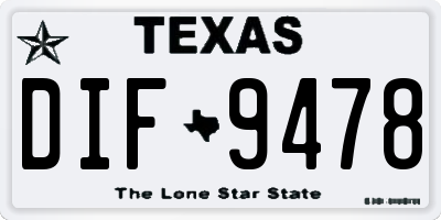 TX license plate DIF9478
