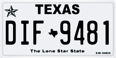 TX license plate DIF9481