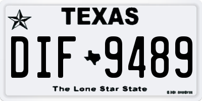 TX license plate DIF9489