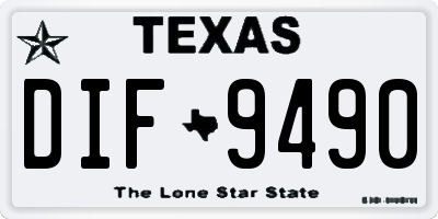TX license plate DIF9490
