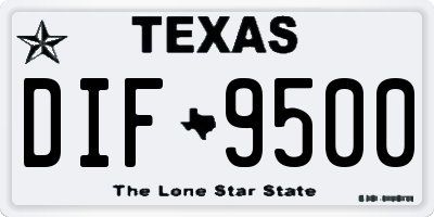TX license plate DIF9500