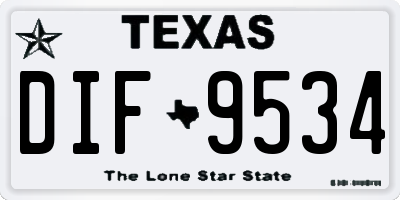TX license plate DIF9534