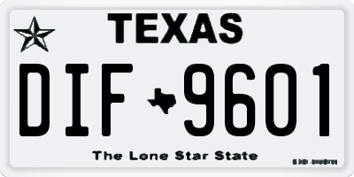 TX license plate DIF9601